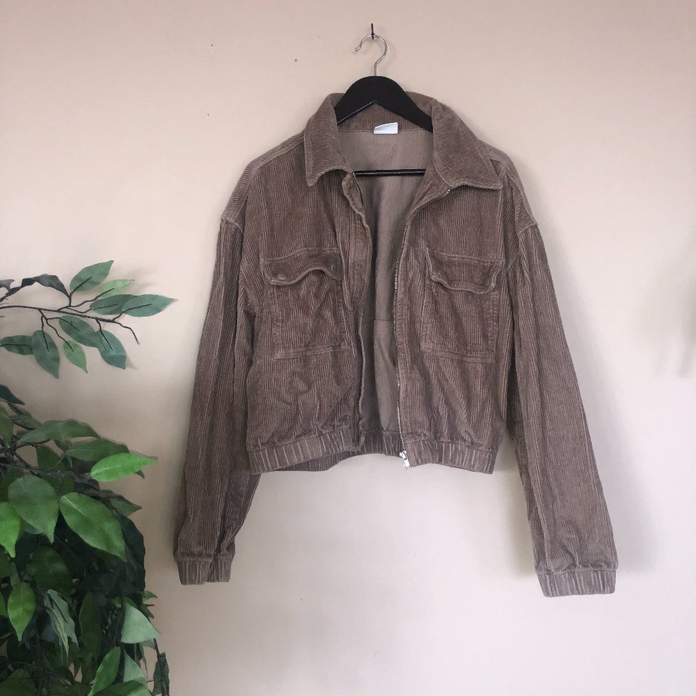 UO Cord Cropped Bomber Jacket